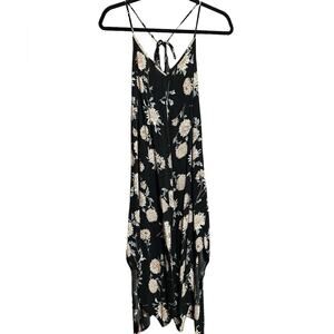 Forever 21 Black Floral Print Asymmetrical Dress Size Small
